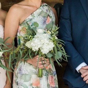 David bridal one shoulder floral dress